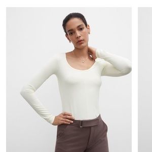 Never worn Club Monaco luxe ballerina top in pale yellow